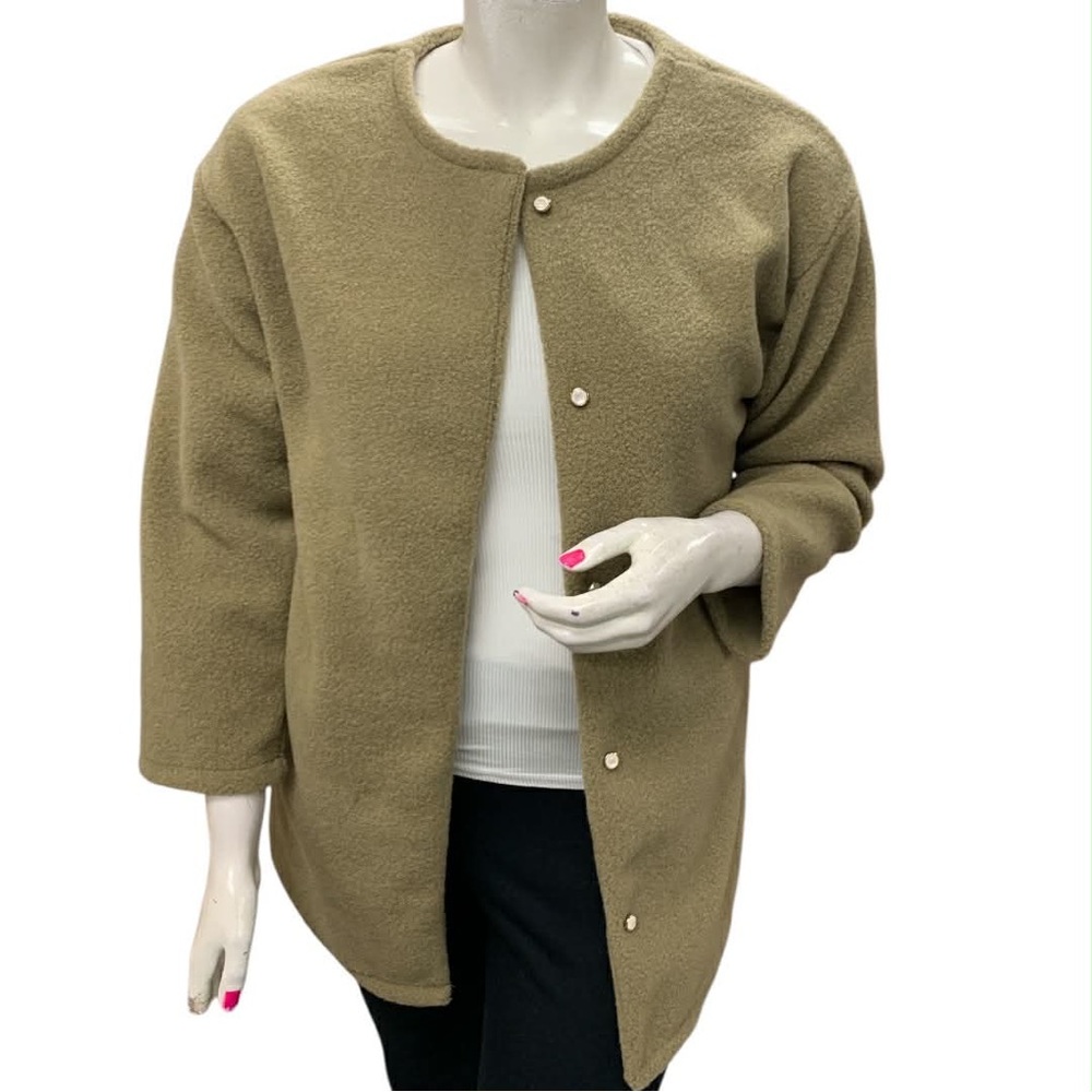 Star Quality Chic Tan Snap-Front Jacket Size L
